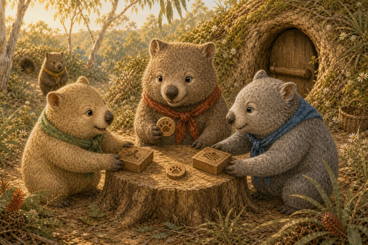 Two wombat helpers bring their separate recovery clues to Mabel